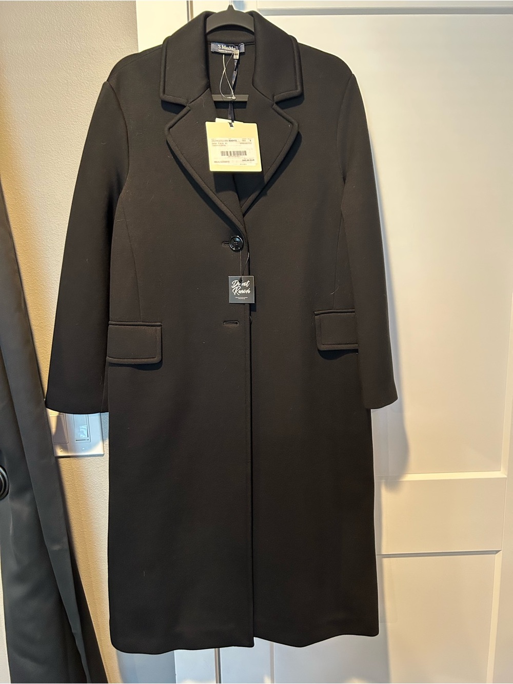 S MaxMara Black Long Trench Coat